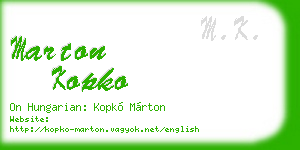 marton kopko business card
