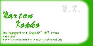 marton kopko business card
